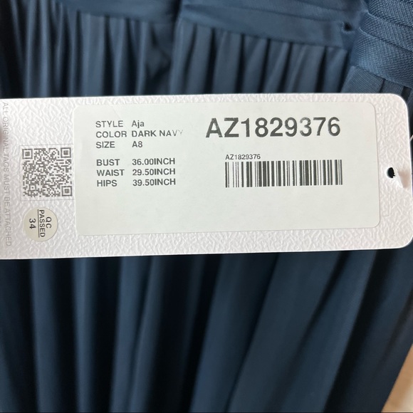 NWT Azazie Aja Dark Navy Bridesmaid Maxi Dress Size A8 - Picture 5 of 14